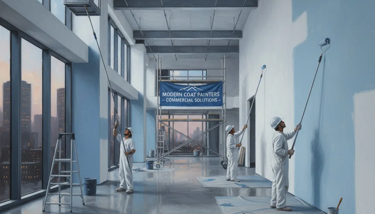 San Diego commercial painters applying protective exterior coating on a business property
