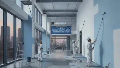 San Diego commercial painters applying protective exterior coating on a business property