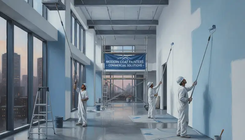 San Diego commercial painters applying protective exterior coating on a business property