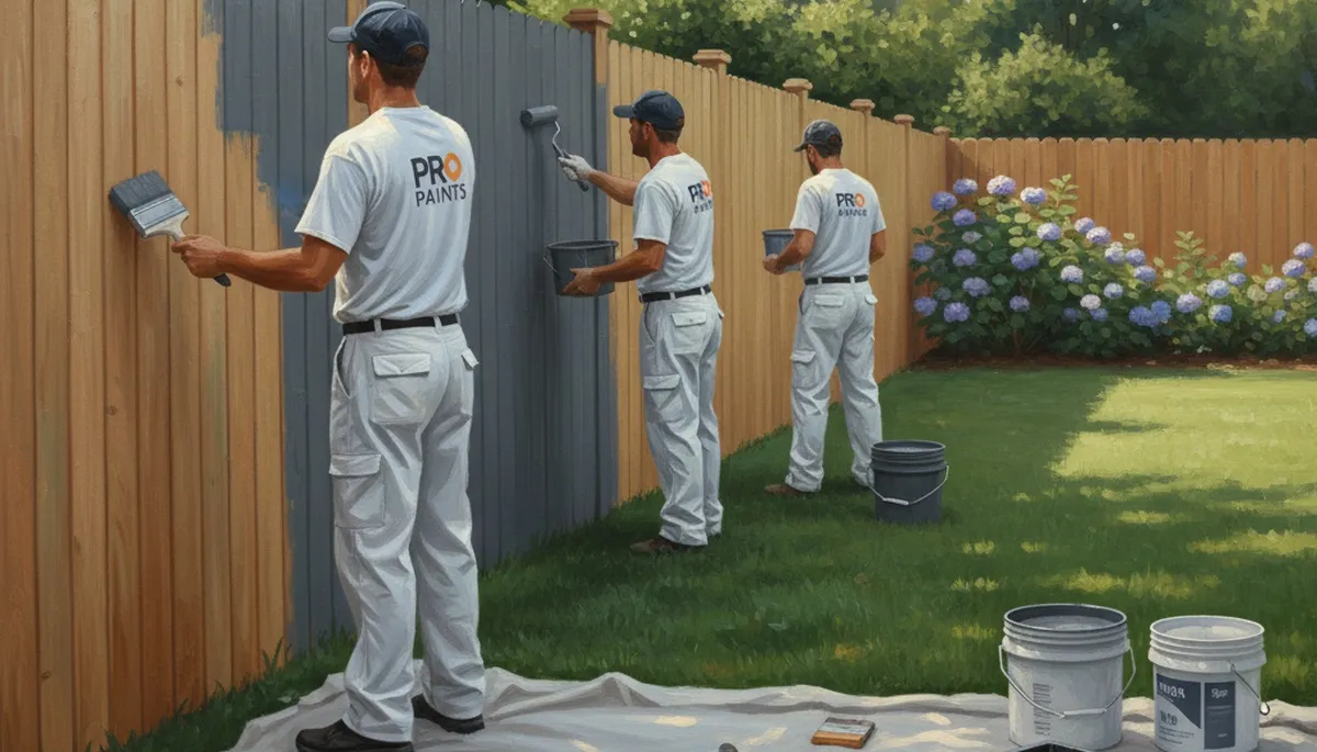 San Diego painters applying protective fence painting for a coastal home in San Diego, CA